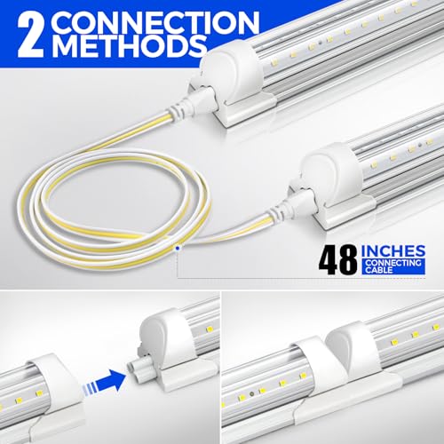 Barrina INWT80200665IC Led Shop Light 2Ft, 20W 3000Lm 5000K, T8 Led Light Fixture, Clear Cover, Ceiling And Utility Shop Light, Linkable Tube Lights thumb #4