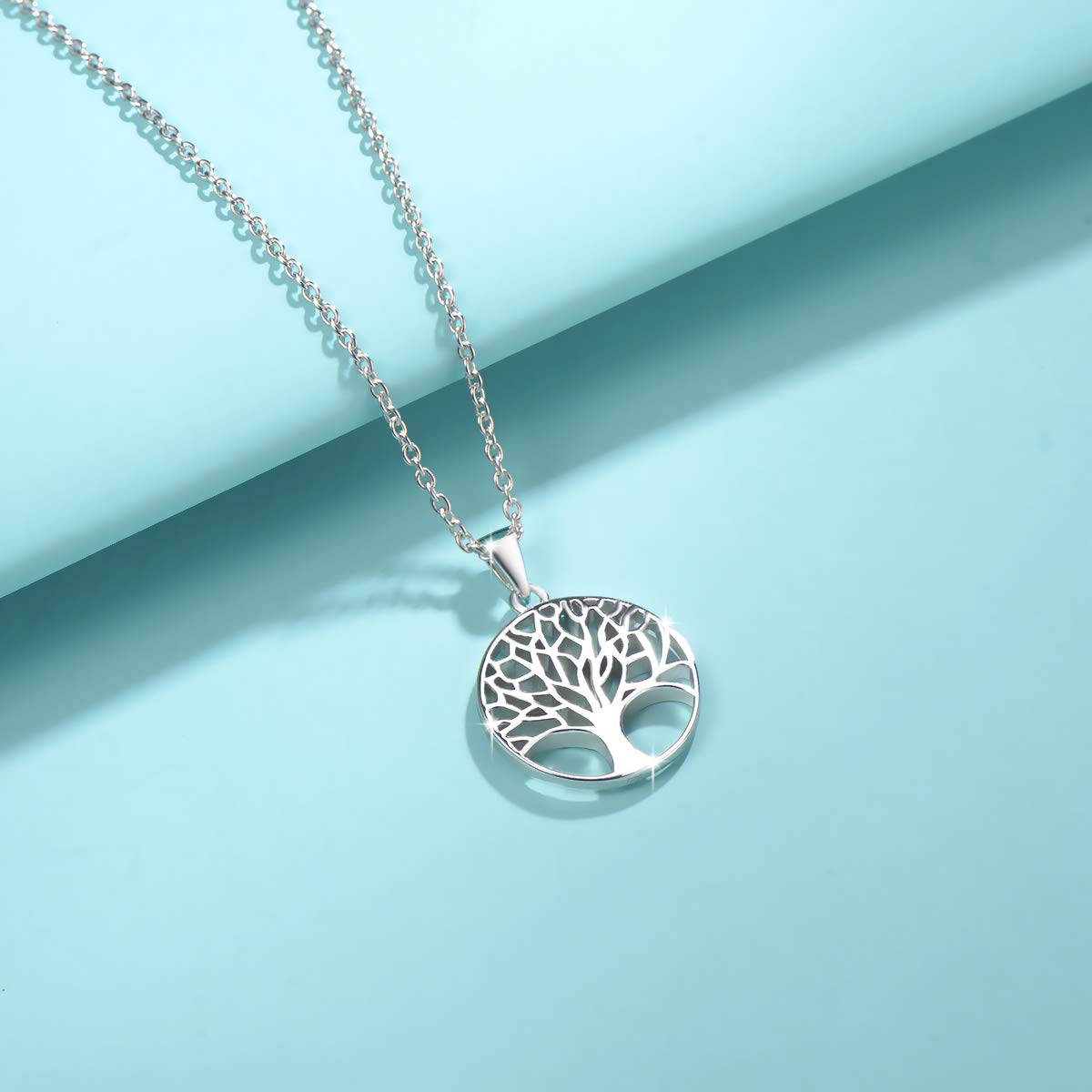 Albero Della Vita Ciondolo Collana per Donna in Argento 925 - Catena Lunghezza: 40 + 5 cm