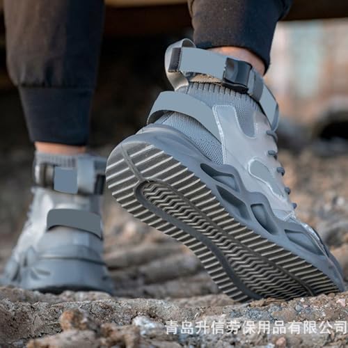 Work Sneakers for Men Fashion Lace Up High Top Sneakers Adjustable Buckle Running Shoes Non Slip Breathable Lightweight Athletic Shoes2