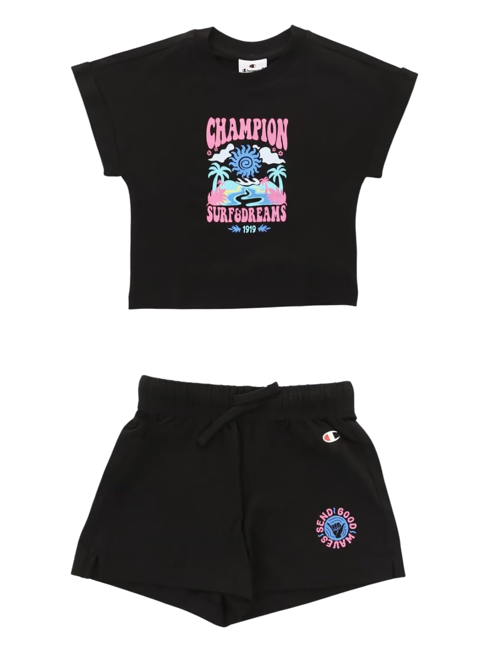 Champion Girl's Legacy Girl - Graphic Oversize T-Shirt Set, Black (KK001), XS