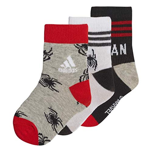 Adidas Little Kids Socks Marvel Spiderman Training 3 Pairs Boys Fashion (EU 35-38 UK 2.5 - US 5)