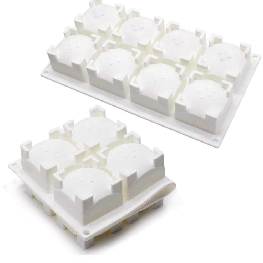 3d backformen - Mousse-Kuchenform Silikon backform, 8 Löchern Quadratische runde Oberseite mit