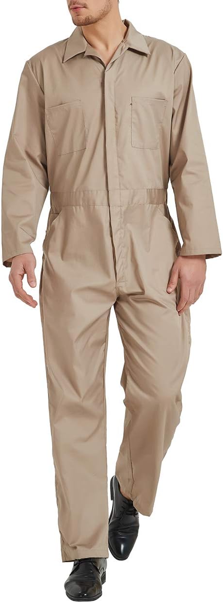 TopTie Coverall for Men Long Sleeve, Mechanic Jumpsuit Work Coverall Zip-front