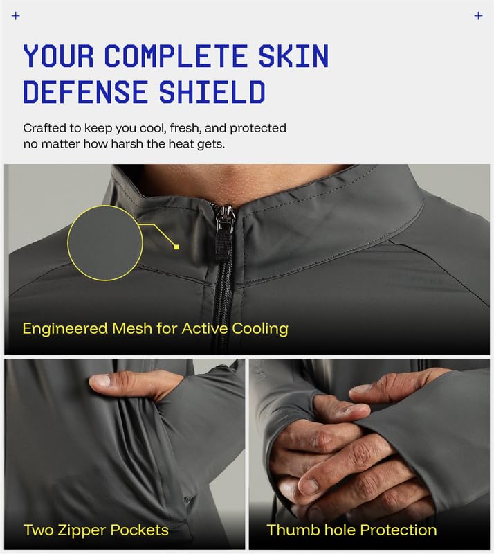 Image of Sunscreen Jacket ICE Pro - UPF 50+ Cooling Jacket for Men & Women | Cool Rush Pro Tech, UV Protection, Breathable, Sweat-Wicking, Anti-Microbial, Lightweight Sun Hoodie for Outdoor Sports & Travel