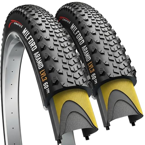 Fincci Milford Gravel 700x45c Bike Tire - Pair Lightweight Aramid 700c Tires 47-622 with 1mm Nylon...
