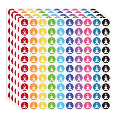GSCWLD Yoga Meditation Planner Stickers, 500 Pcs, 0.5 Inch Wellness Reminder Labels for Daily Planners, Scrapbooks, Calendars & Tracking