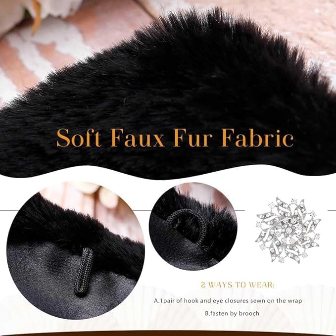 Women's Faux Fur Shawl Bridal Stole Wedding Wrap Cape Fur Scarf for Bride and Bridesmaids - Image 5