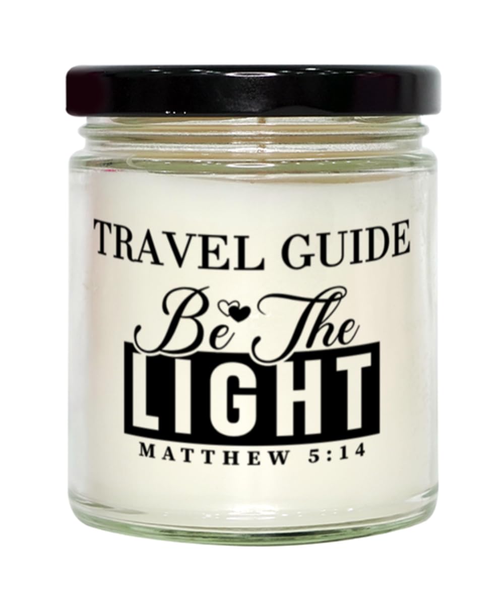 Bible Verse Travel Guide Candle,Christmas Gifts for Travel Guide Be The Light Mattew 5:14 Gifts for Women Coworker Travel Guide Birthday Candle Christmas Gifts, Housewarming, Soy Wax, Scented, Decor