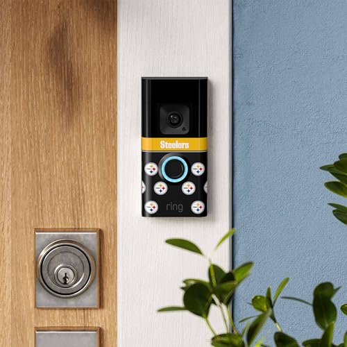 Image of All-New Limited Edition, Official NFL Faceplate for Ring Doorbells - Video Doorbell 3, Video Doorbell 3 Plus, Video Doorbell 4, Battery Doorbell Plus, and Battery Doorbell Pro | Pittsburgh Steelers