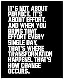 'It's Not About Perfect' Motivational Wall Art – 8x10 Inspirational Quote Poster for Gym, Weight Loss & Sobriety – Mental Health Decor for Therapy Office, Classroom & Locker Room