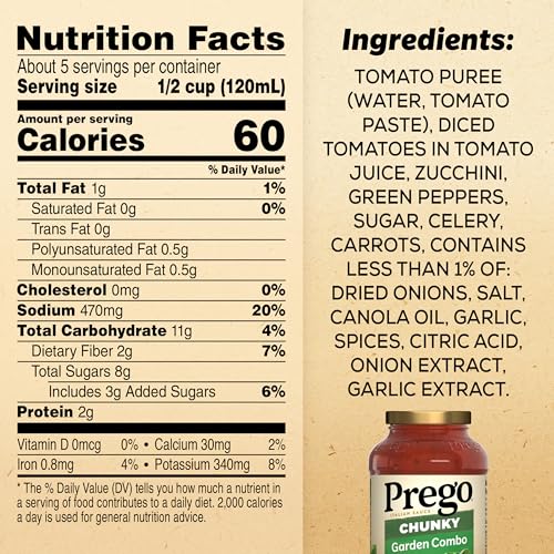 Image of Prego Chunky Garden Combo Pasta Sauce, 23.75 Oz Jar (Pack of 2)