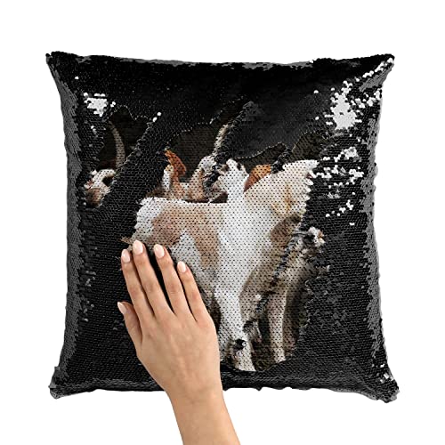 Coussin Chiens de Chasse Cadeau Idéal Housse Sequin Paillettes Noir