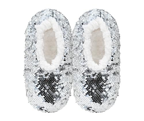 Image of Panda Bros Womens Ballerina Sequin Slippers, Bling House Slippers With Grippers