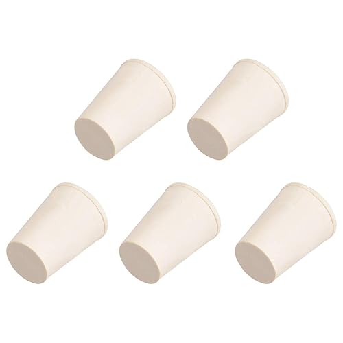 Miniatura 1 de uxcell Tapón de goma sólida en forma cónica blanca para tapón de tubo de laboratorio tamaño 0.551-0.591 in 5pcs