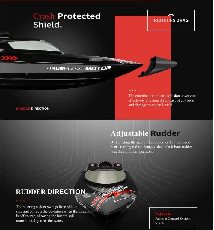 WLtoys WL916 RC Boat crash protected shield and adjustable rudder