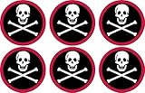 StickerTalk Red Border Skull and Crossbones Vinyl Stickers, 1 Sheet of 6 Stickers, 1.5 inches by 1.5 inches Each