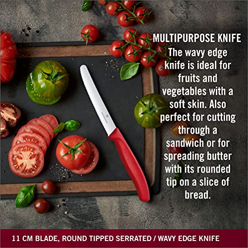 Foto von Victorinox Swiss Classic, Küchenmesser Set, 3teilig, Gemüse-, Tomaten- und Frühstücksmesser, Robuster Kunststoffgriff, Rostfreier Stahl, Rot