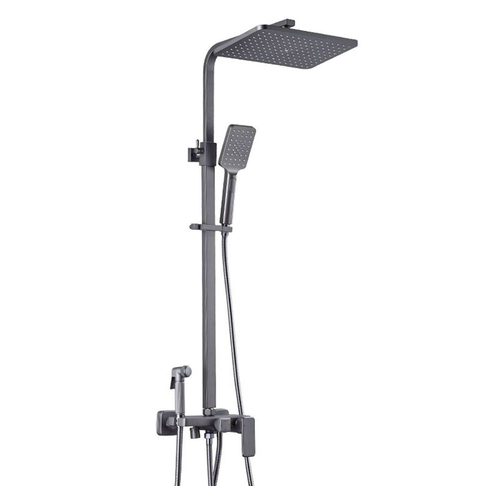 Système de douche effet pluie avec mitigeur robuste et pommeau de douche carré pour salle de bain