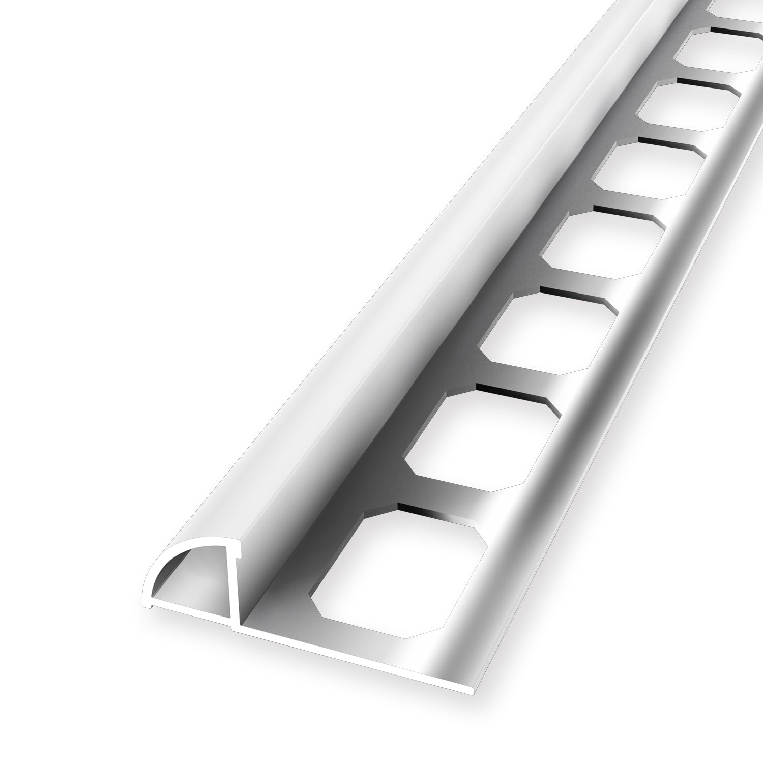 Baguette carrelage 10mm aluminium fermé argenté brillant pour finition luxe