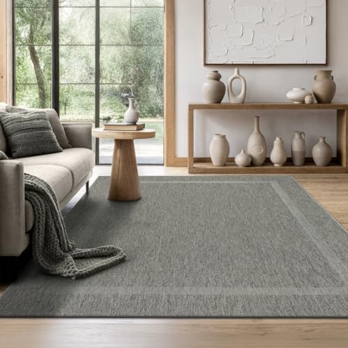 the carpet Mistra - Moderner In- und Outdoor Teppich, perfekt für das Wohnzimmer, Schlafzimmer oder die Terrasse, Wetterfest, langlebig und pflegeleicht, Anthrazit Bordüre, 200 x 280 cm