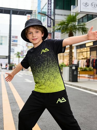 Image of Boys Clothes Gradient T-Shirt Jogger Pants Set 8-13 Years Casual Sportswear Summer Outfit Set