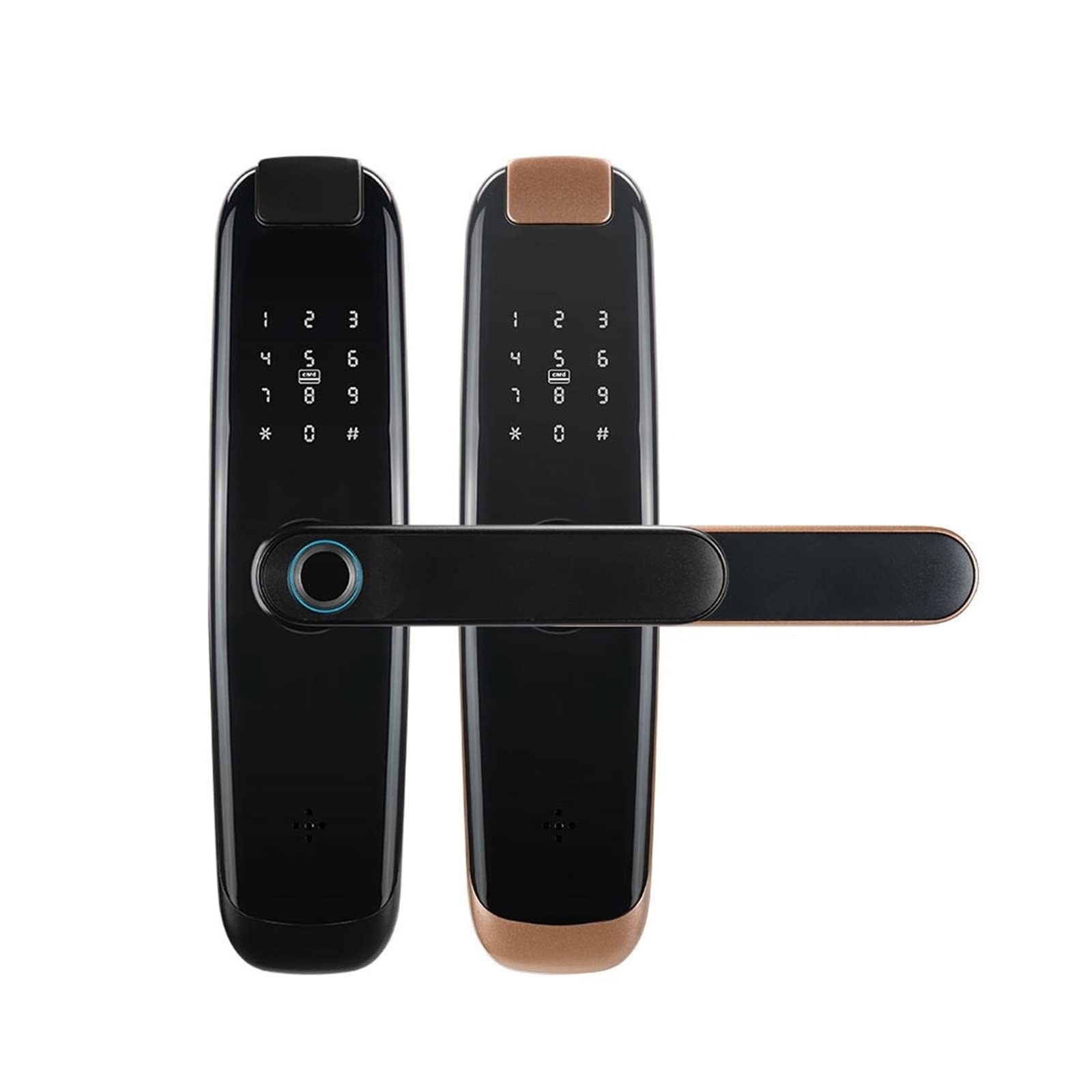 CVFRDD Smart Door Knob, TUYA APP Compatible App Unlock Smart Door Lock for Home Wood with Fingerprint Handle Combination Rfid Card Keyless Entry Door Handle(No Mortise,Nero)