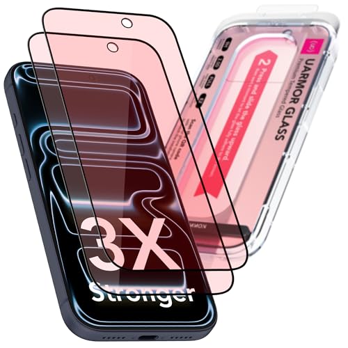 Upcommon UARMOR Screen Protector for [iPhone 17 Pro Max] Red Light Converter Anti-Blue Light [3X Impact Resistance] 9H Tempered Glass with Easy Installation Kit Full Edge Coverage Fit [2 Pack]