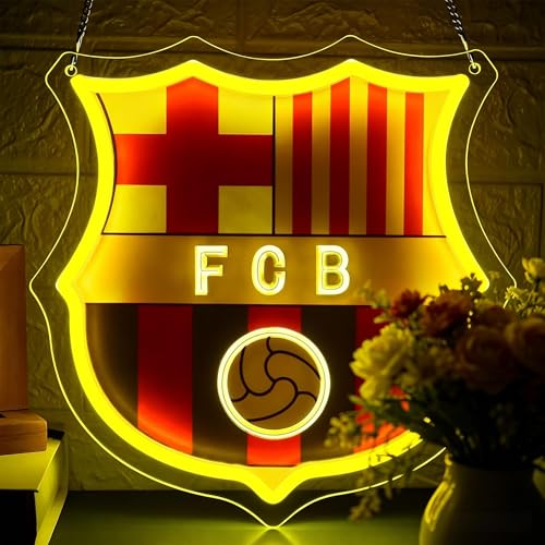 Image of Football Neon Sign for Wall Decor Soccer Team Logo LED Light for Man Cave | Dimmable football neon light, bedroom, bar, party, fans club wall decor, gifts for soccer team fans, size 11.8*11.6 in