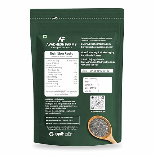Image of Avadhesh Farms Raw Chia Seeds for weight loss with Omega 3, Fiber, Calcium Rich Chia Seeds Chia Seeds 1kg