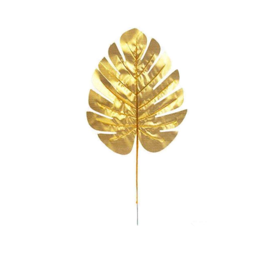 12pcs Artificial Palm Leaves Home Kitchen Party Decorations Tropical Leaves Stems Gold Wedding Party Leaf