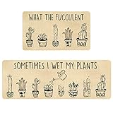 Xsinufn Cute Kitchen Mat Set of 2,Funny Boho Cactus Kitchen Rugs and Mats Non Skid Washable,Cute Cactus Succulent Kitchen Decor Accessories Housewarming Gifts,I Wet My Plants (17'x47'+17'x30')