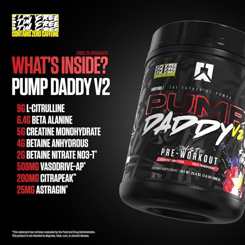 Image of RYSE Pump Daddy V2 Pre Workout Powder - Noel Deyzel Signature - Freedom Rocks - Non-Stim Supplement with Citrulline, Creatine and Beta Alanine for Pumps, Endurance and Strength - 40 Servings