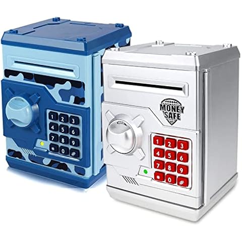 Yoego Kids Money Bank, Electronic Piggy Banks x2Pcs, Great Gift Toy for Kids Children, Auto Scroll Paper Money Saving Box Password Coin Bank,Perfect Toy Gifts for Boys Girls Age 3+ Cover