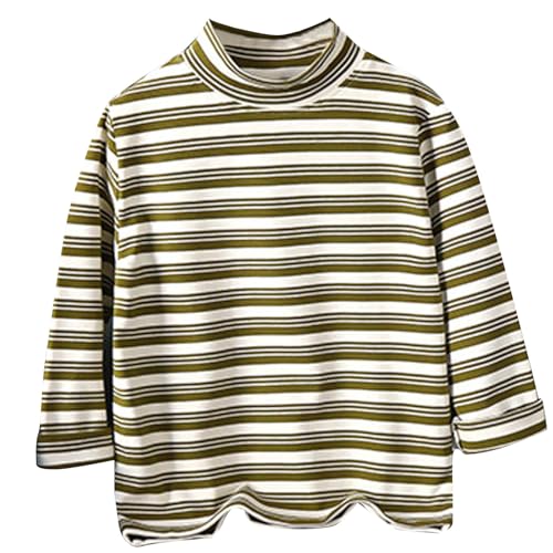 Girls Striped Undershirts Long Sleeve Turtle Neck Lightweight T-Shirts Casual Color Block Loose Fall Winter Warm Tops