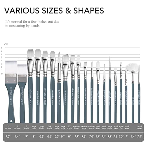 Conda Artist Paint Brush Set- 27 Pcs Painting Brushes Set Include 24 Different Shape Brushes, Mixing Knife, 1 Foam Brush With Canvas Roll For Acrylic, Watercolor, Gouache, Oil, Paint By Number #TOP4