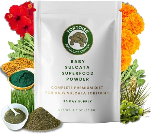 Premium Baby Sulcata Tortoise Food Powder with Calcium | Complete Diet for Baby Sulcata Tortoises | High Fiber, Low Protein with Probiotics| 4.5 oz Bag | 30-Day Supply