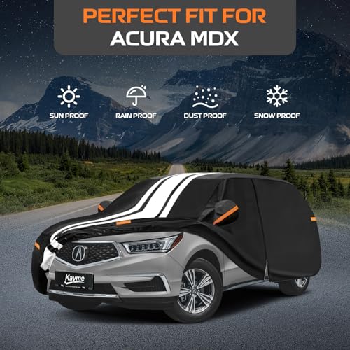 Image of Kayme Heavy Duty Car Cover for Acura MDX (2006-2026) Waterproof | Gift with Tape /Towel /Bag, Outdoor Full Exterior Cover Rain Snow Sun UV Protection, Soft Cotton Inner Protect Vehicle Paint