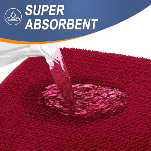 Image of OLANLY Thick Memory Foam Bath Mats Rugs 30x20, Extra Soft Absorbent Bathroom Rug, Quick Dry Bath Mat, Non-Slip, Machine Washable Carpet for Bathroom, Tub and Shower, Home Decor Accessories, Red
