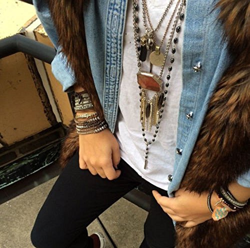 NewZenro Genuine Leather Bracelet Multi Colors Crystal Beads Wrap Bracelets for Women Fashion Trendy Jewelry (5 Wraps, Facet AB Rhinestone)4