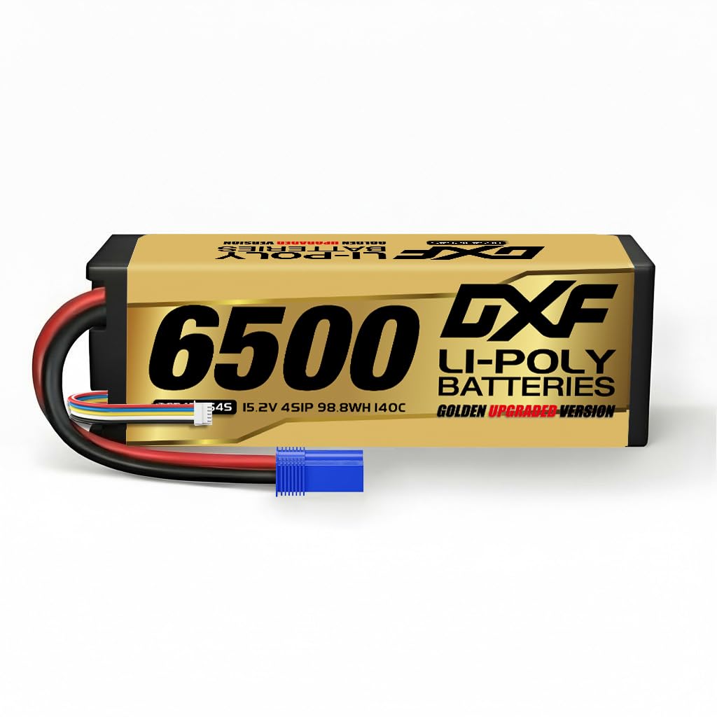 DXF Batteria LiPo 4S 15.2V 6500mAh 140C HV Spina EC5 Auto RC Truck Buggy 1/8 1/10 Alte Prestazioni Potente Tecnologia Avanguardia Sicurezza Gare Racing Modellismo 1 Pezzo