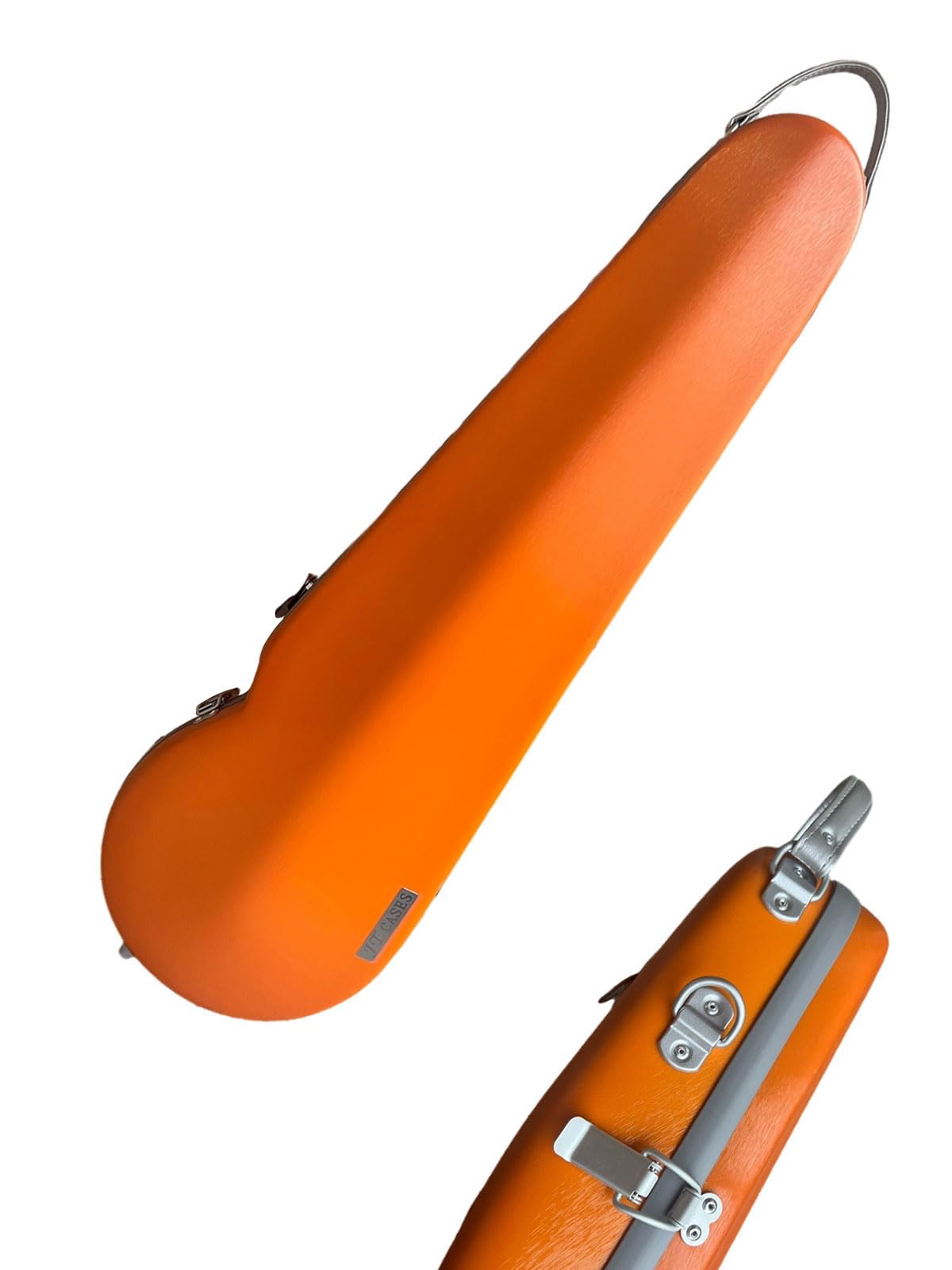 Estuche for violín, rígido, Ultraligero, de 1,6 kg, Fibra de Carbono y Material Compuesto aeroespacial, for violines 3/4 y 4/4, Color Naranja(A)
