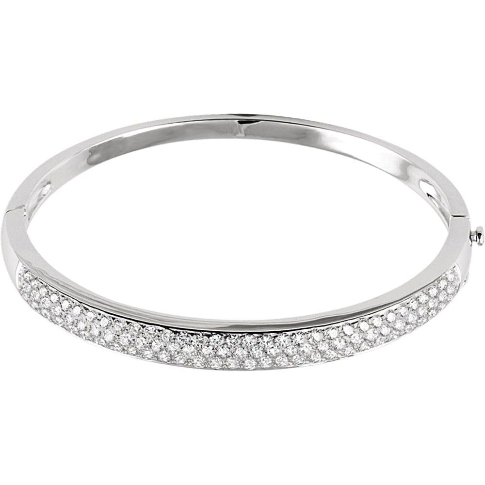 14k White Gold 3 00 Ct Diamond Pav Bangle Bracelet