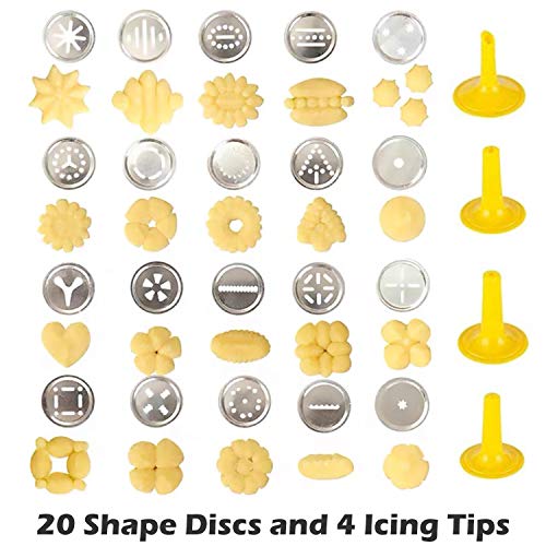 Spritz Cookie Press Gun Kit, Stainless Steel Biscuit Press Cookie Gun Set With 20 Cookie Discs And 4 Nozzles For Diy Biscuit Maker And Churro Maker #TOP1