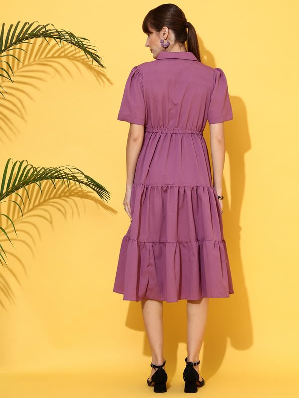 Image of Sheetal Associates Women's Casual Half Sleeve Crepe Shirt Dress