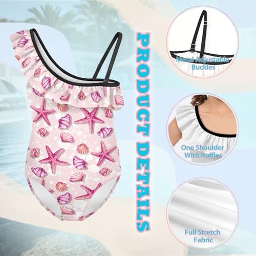 Girls'one Piece Swimsuit,Ruffle Strap Bathing Suit with Adjustable Strap Kids Beach Pool Quick Dry Swimwear 3-143