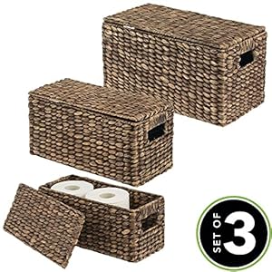 Mdesignwovenwaterhyacinthrectanglestorageorganizerbasketbinwithtopperlidandhandlesnaturalfarmhouseholdercontainersforclosetbedroombathroomofficesetof3darkbrown Urban Country Home Decor Mdesign woven water hyacinth rectangle storage organizer basket bin with topper lid and handles natural farmhouse holder containers for closet bedroom bathroom office set of 3 dark brown urban country home decor