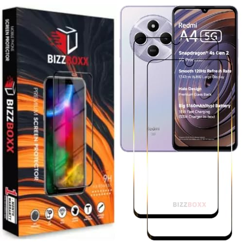 Image of Compatible With Redmi A4 5G Tempered Glass Screen Protector Guard With Precise Edges - High Definition, Shatterproof, Easy Install, Anti-Fingerprint Screen Guard (Redmi A4 5G) - Pack of 2