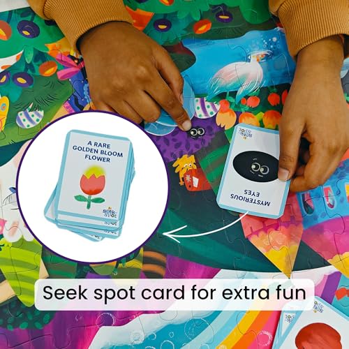Image of The Curious Bees - Seek & Spot Puzzle & Game - Unicorn Jigsaw Puzzle | 60 Pieces + 10 Seek Cards | Gifts for Boys and Girls Ages 4-8 | BIS Approved | Made in India