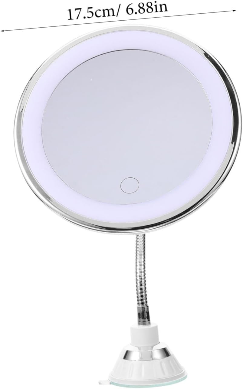 1PC LED Makeup Mirror with Light Magnification Touch Control USB Rechargeable Home Vanity Mirror for Bedroom and Bathroom Three Color Lighting Compact Folding Design