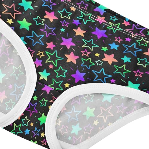 Little Girls' Soft Cotton Underwear Kids Breathable Comfort Bright Neon Stars Panties Briefs Toddler4